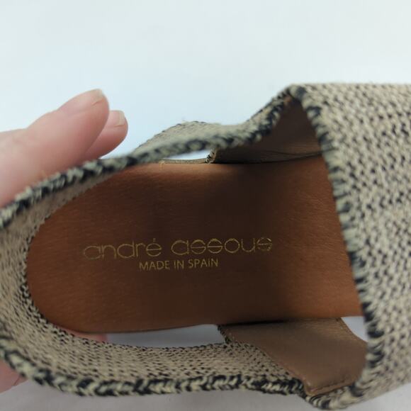 Andre Assous Sandals Womens 7 Linen Slingback Featherweights Resort Vacation - Picture 11 of 12